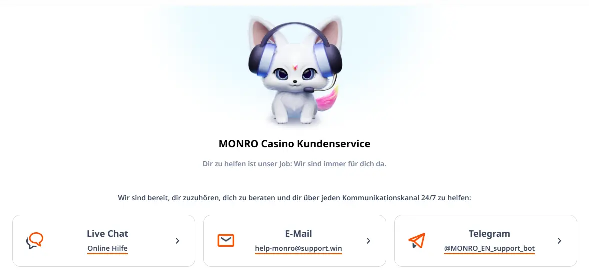 Monro Casino Kundenservice – Support rund um die Uhr